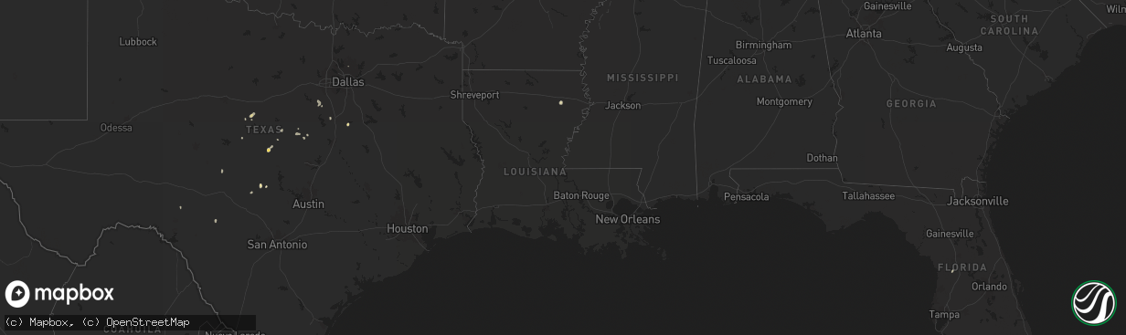 Hail map in Louisiana on August 12, 2025