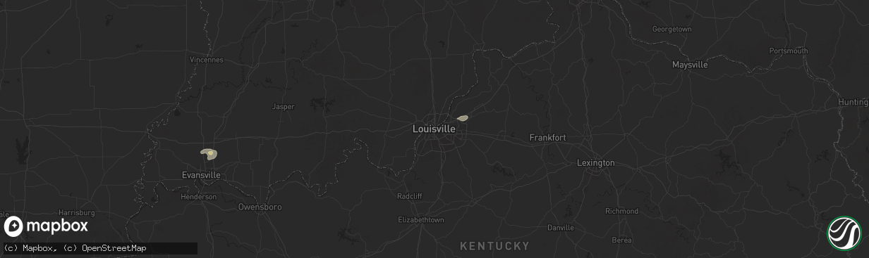 Hail map in Louisville, KY on August 12, 2025