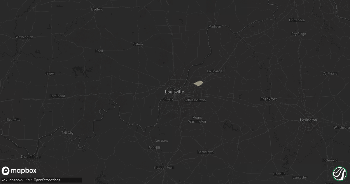 Hail map in Louisville, KY on August 12, 2025