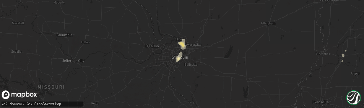 Hail map in Madison, IL on August 12, 2025