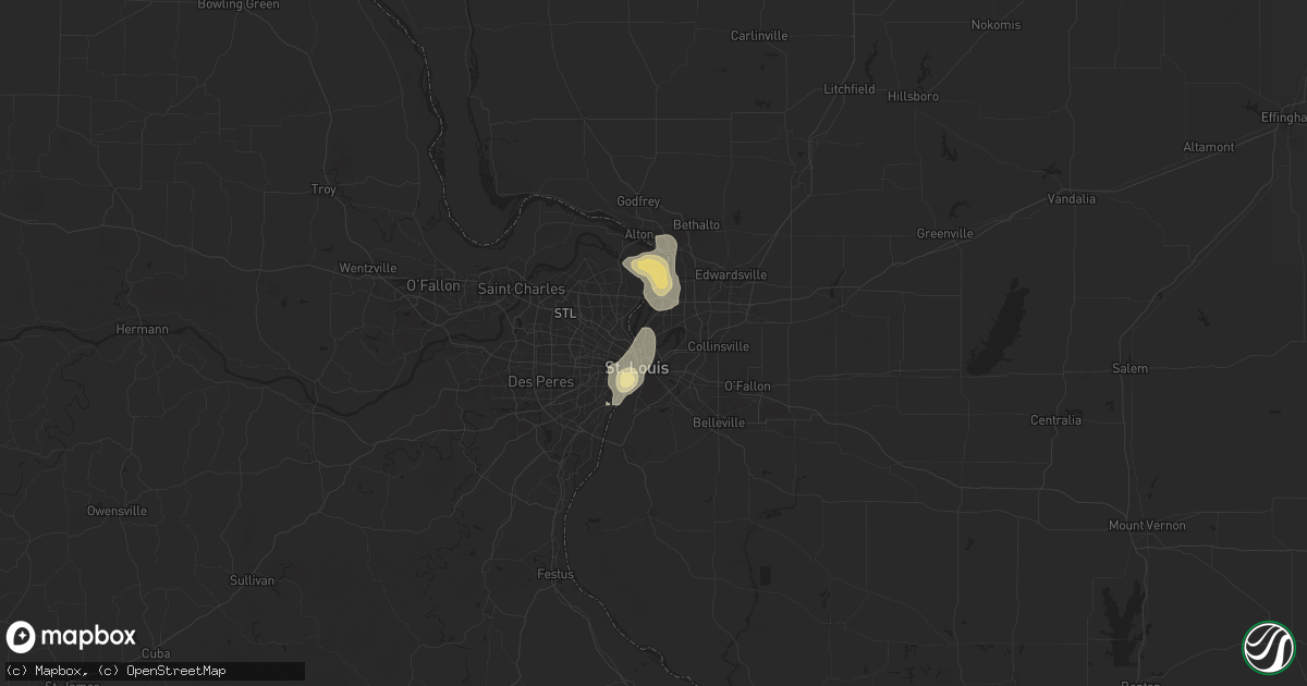 Hail map in Madison, IL on August 12, 2025