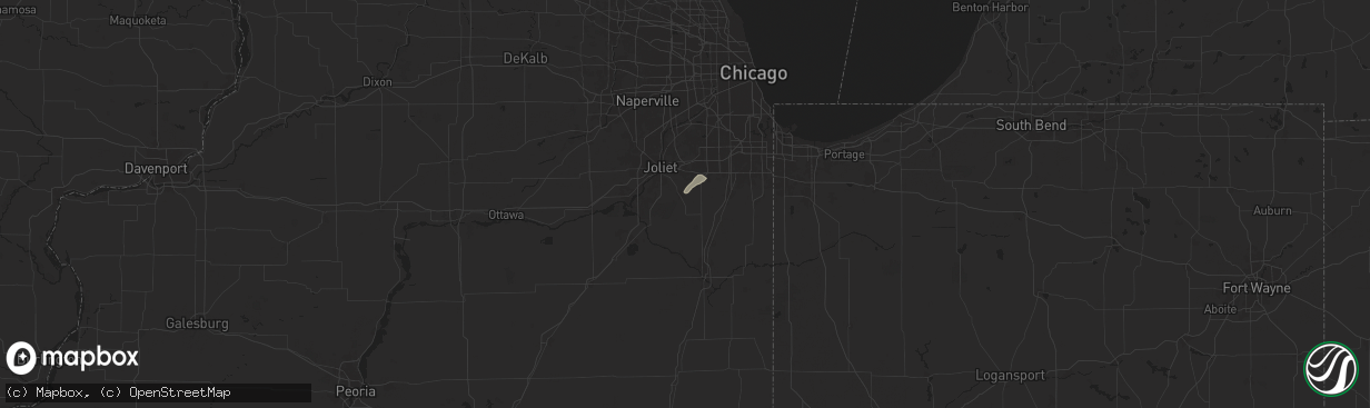 Hail map in Manhattan, IL on August 12, 2025