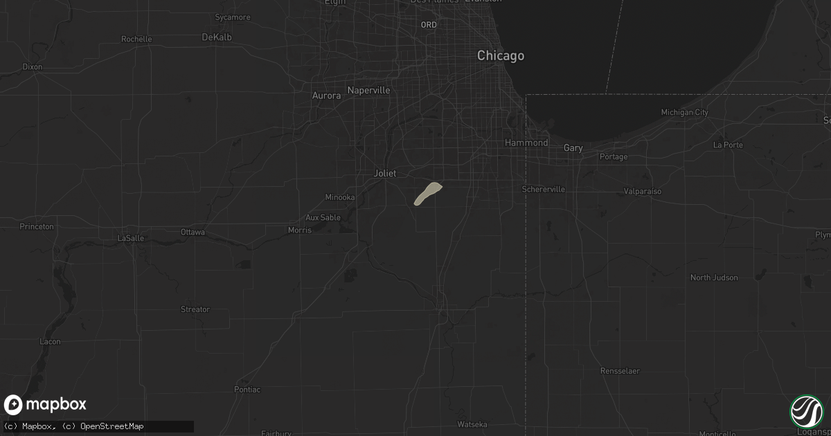 Hail map in Manhattan, IL on August 12, 2025