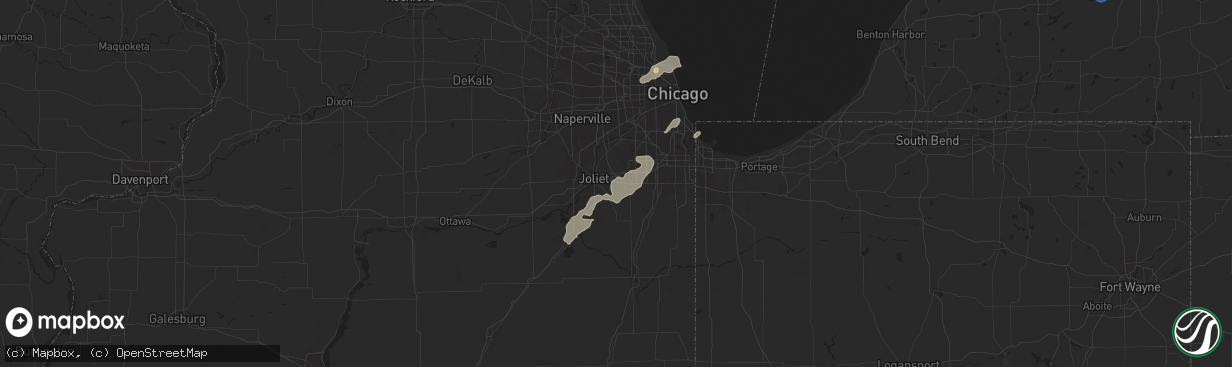 Hail map in New Lenox, IL on August 12, 2025