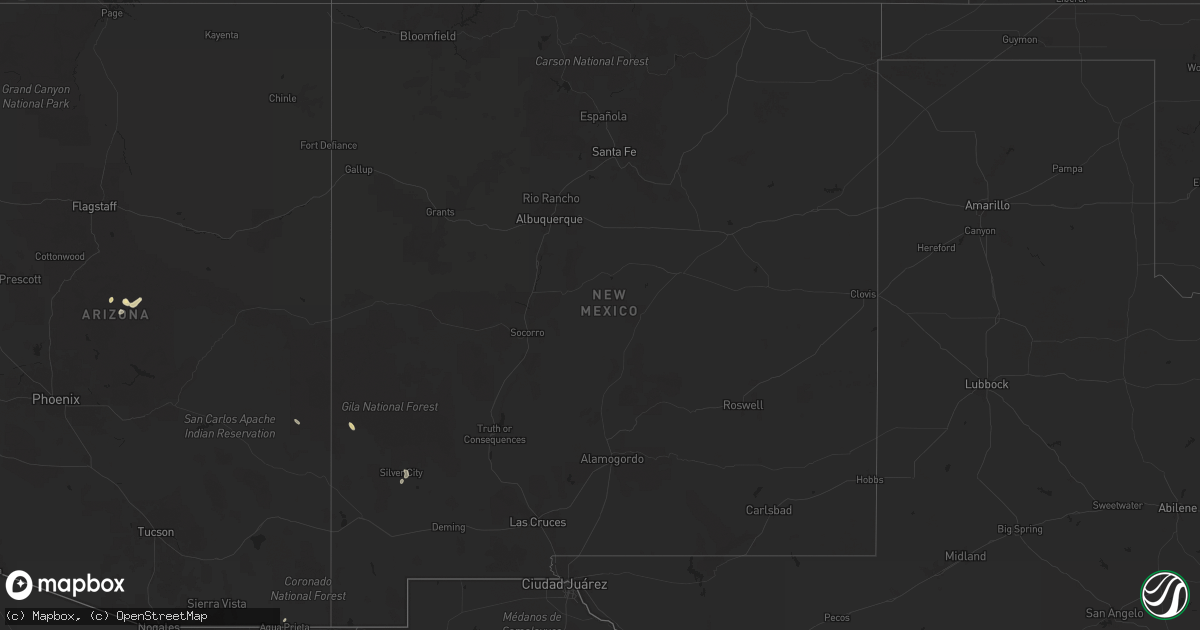Hail map in New Mexico on August 12, 2025
