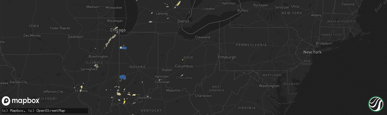 Hail map in Ohio on August 12, 2025
