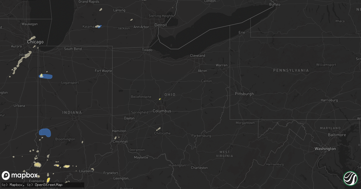 Hail map in Ohio on August 12, 2025