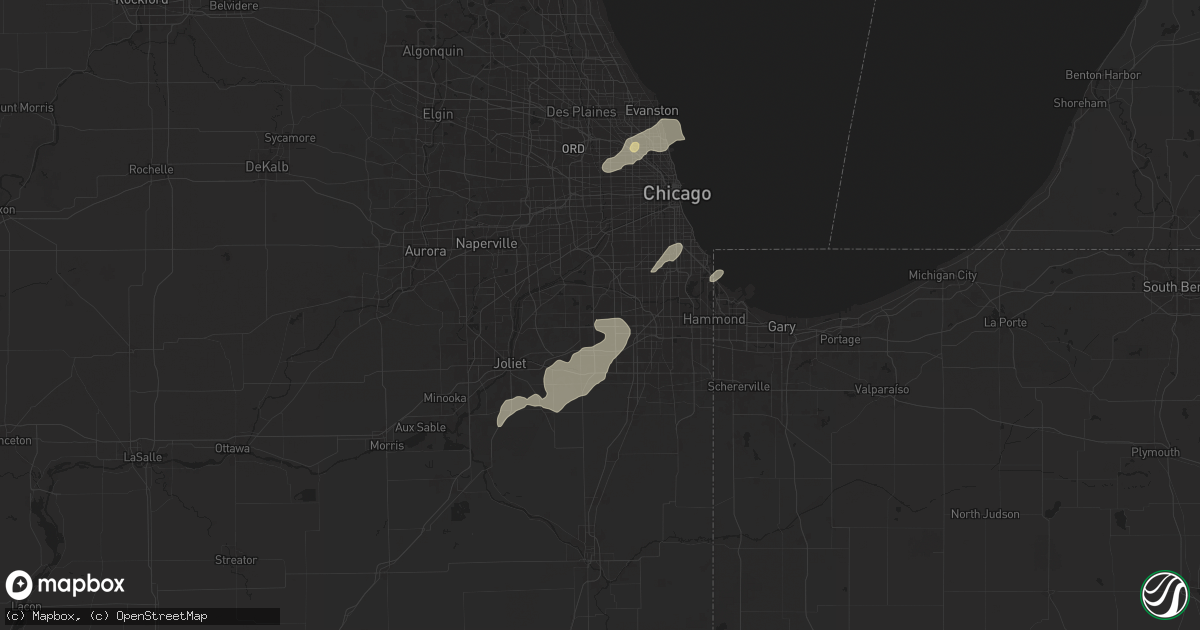 Hail map in Orland Park, IL on August 12, 2025