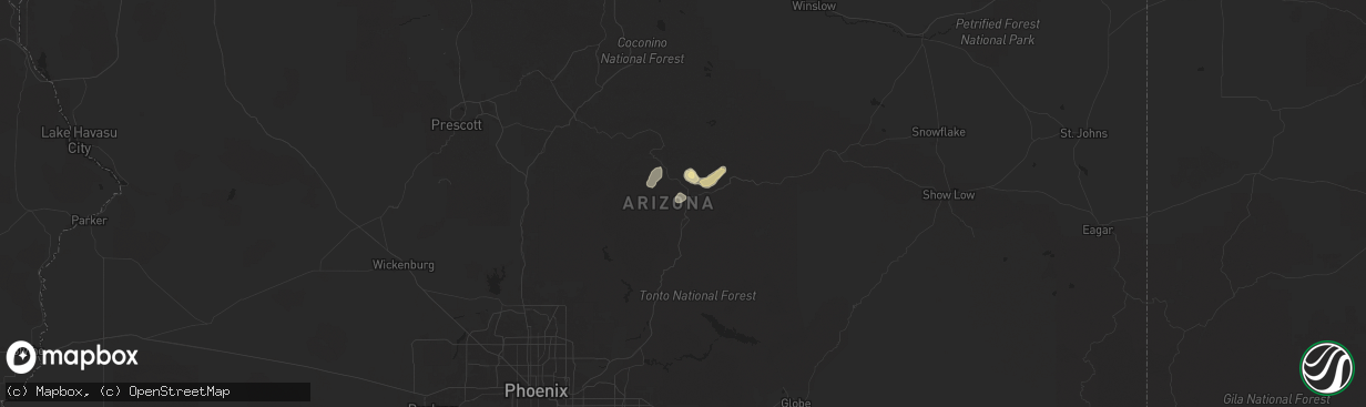 Hail map in Payson, AZ on August 12, 2025