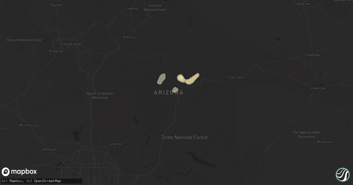 Hail map in Payson, AZ on August 12, 2025