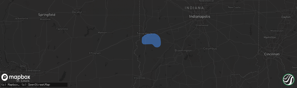 Hail map in Pimento, IN on August 12, 2025
