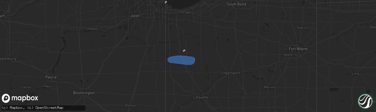 Hail map in Rensselaer, IN on August 12, 2025