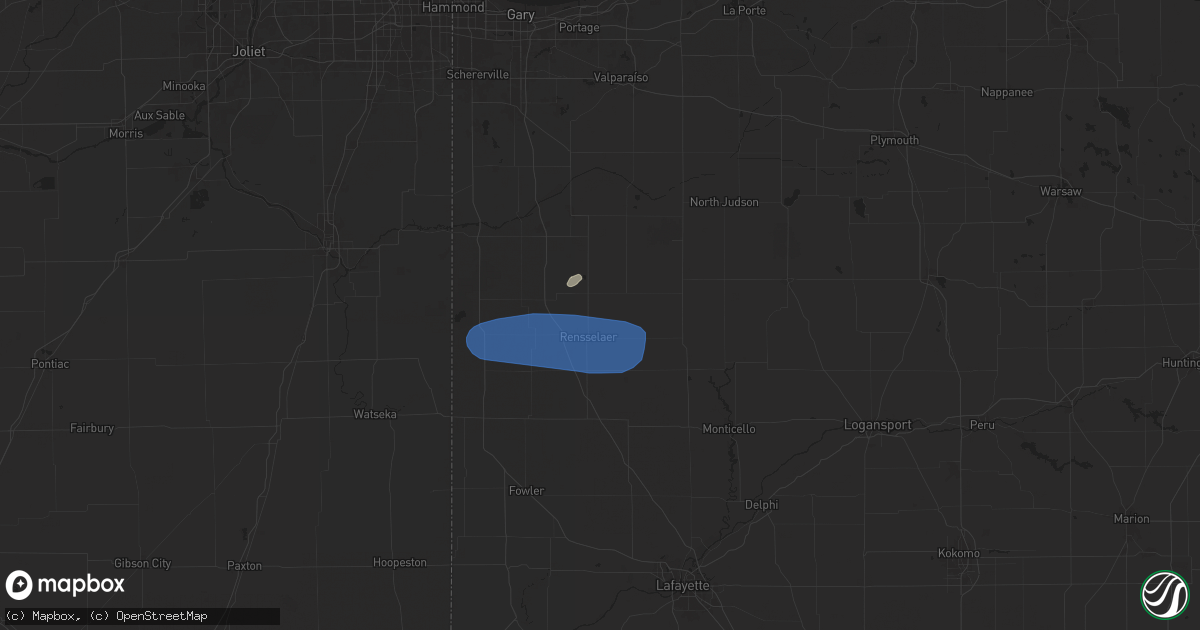 Hail map in Rensselaer, IN on August 12, 2025