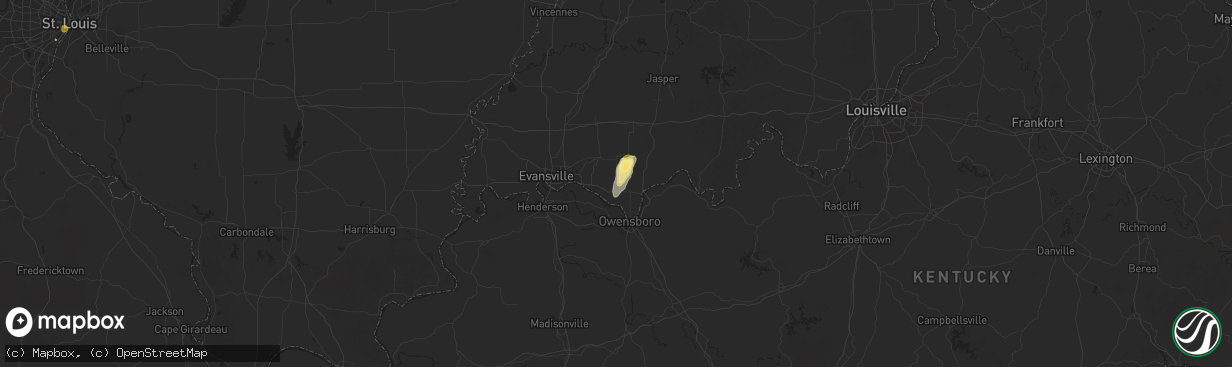 Hail map in Richland, IN on August 12, 2025