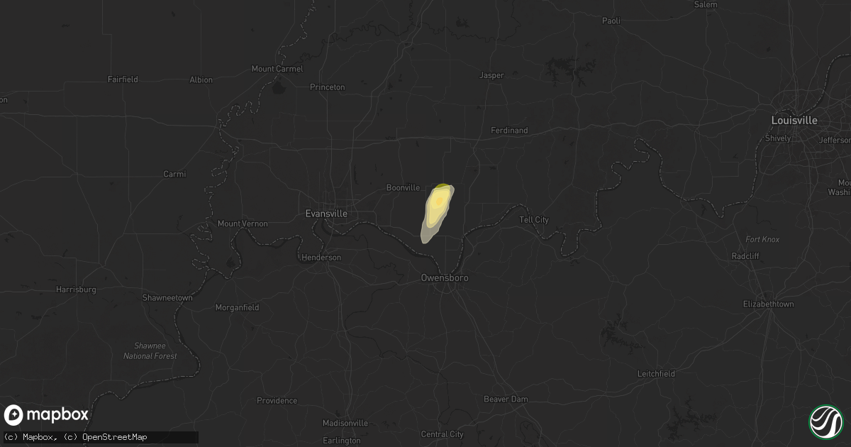 Hail map in Richland, IN on August 12, 2025