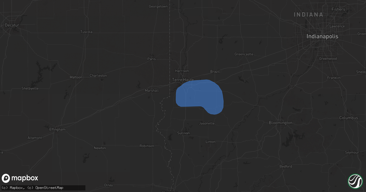Hail map in Terre Haute, IN on August 12, 2025