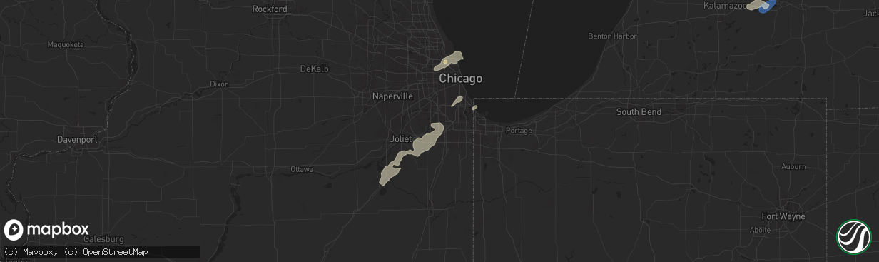 Hail map in Tinley Park, IL on August 12, 2025