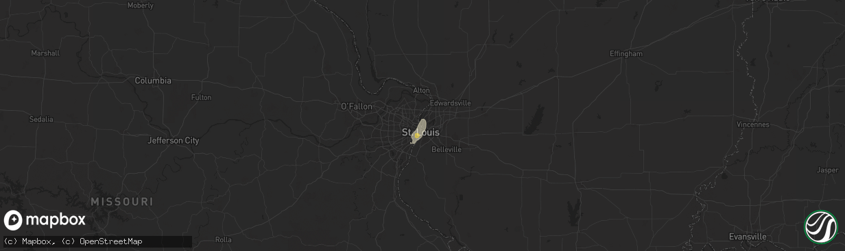 Hail map in Venice, IL on August 12, 2025