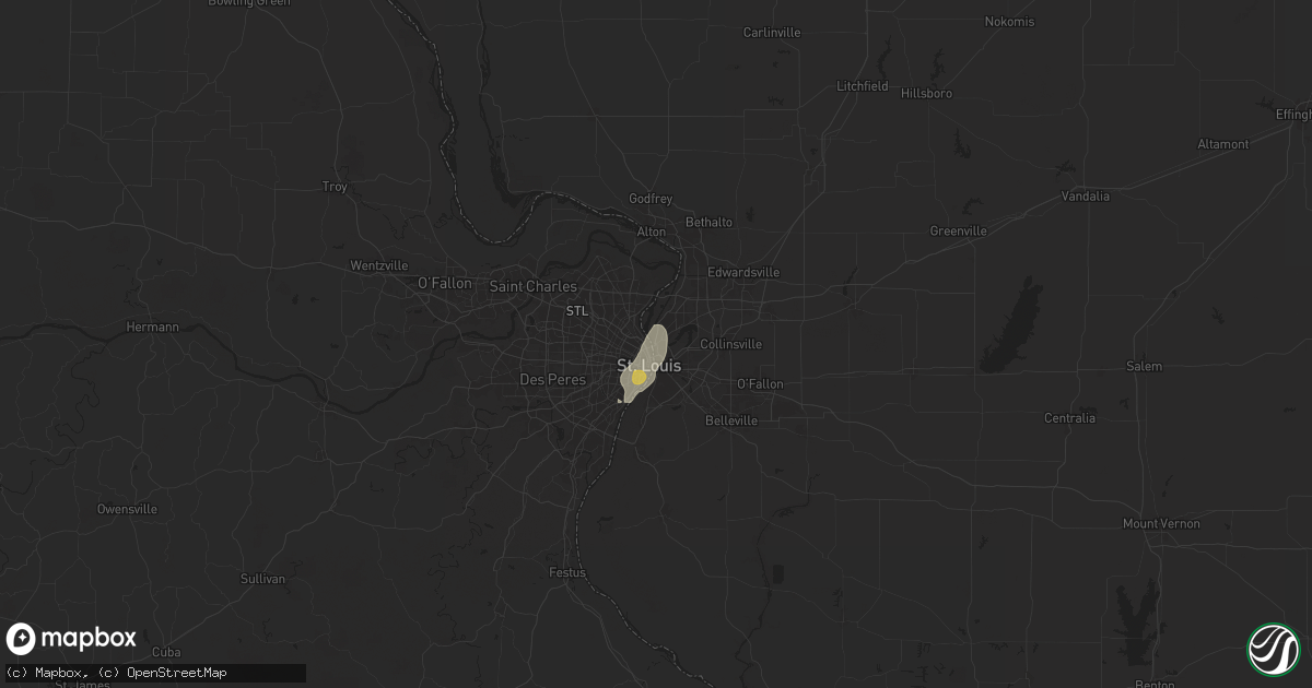 Hail map in Venice, IL on August 12, 2025