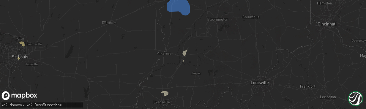 Hail map in Washington, IN on August 12, 2025