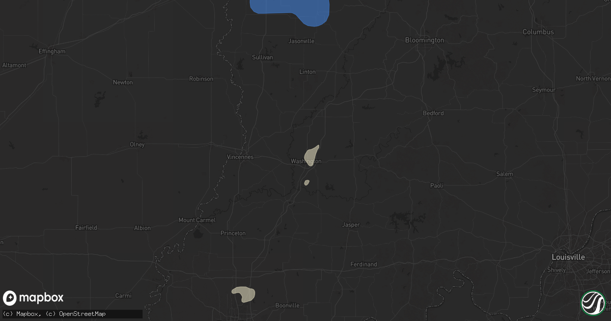 Hail map in Washington, IN on August 12, 2025