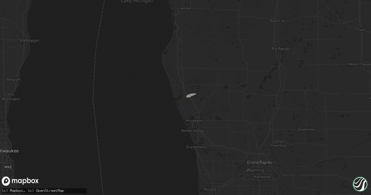 Hail map in Whitehall, MI on August 12, 2025
