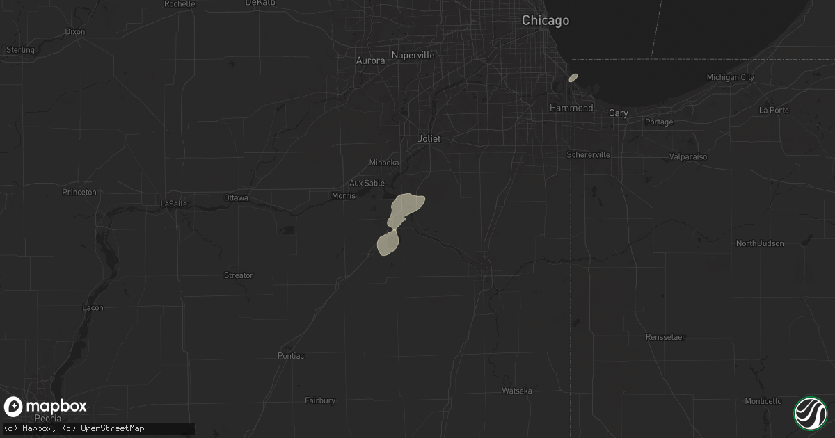 Hail map in Wilmington, IL on August 12, 2025