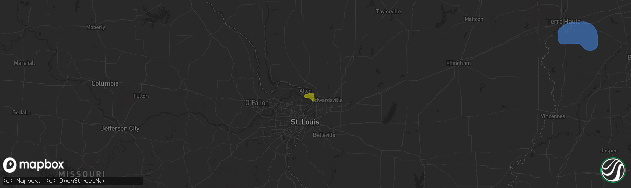 Hail map in Wood River, IL on August 12, 2025