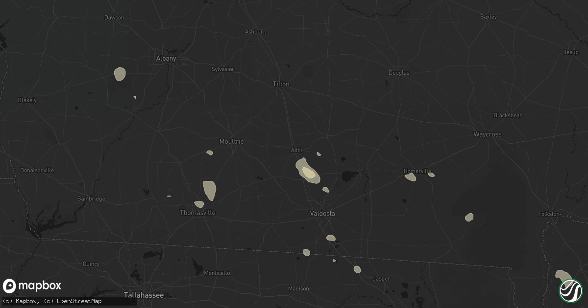 Hail map in Adel, GA on August 12, 2026