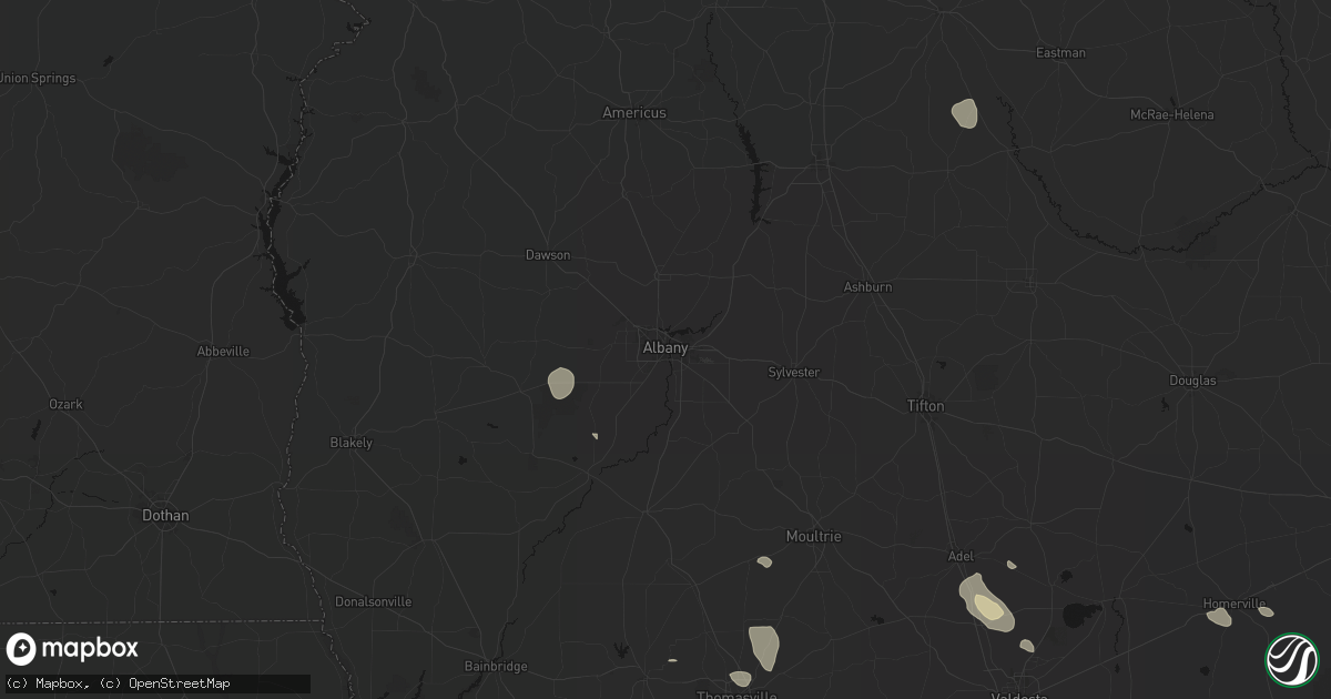 Hail map in Albany, GA on August 12, 2026