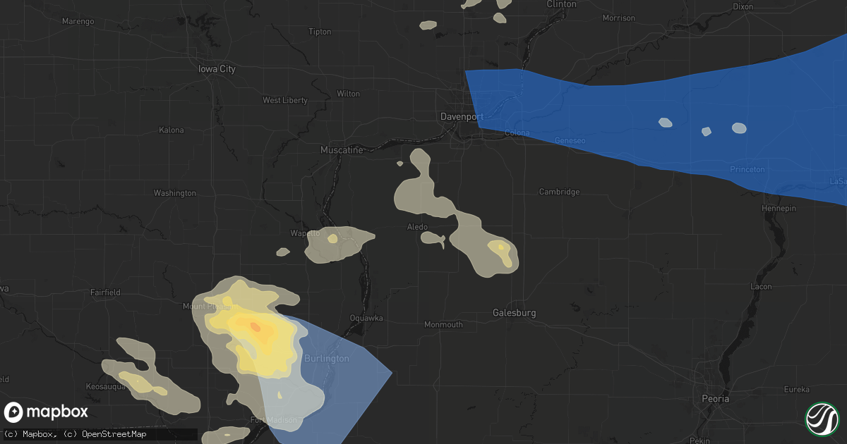 Hail map in Aledo, IL on August 12, 2026