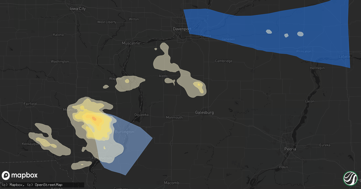 Hail map in Alexis, IL on August 12, 2026