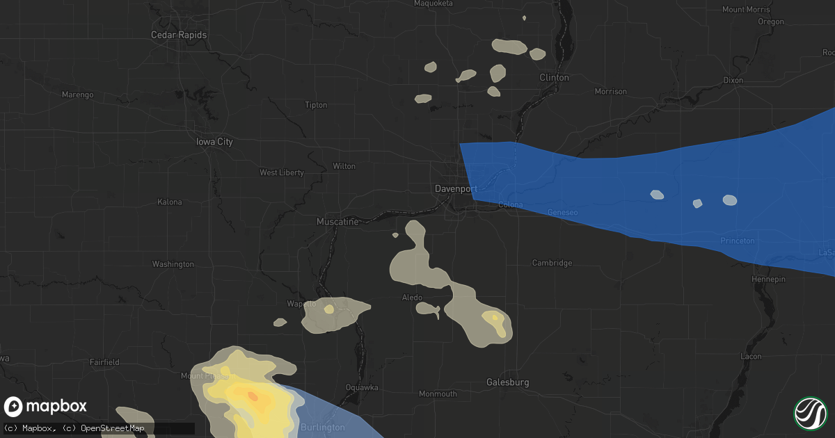Hail map in Andalusia, IL on August 12, 2026