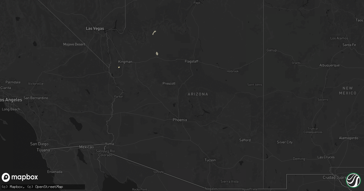 Hail map in Arizona on August 12, 2026