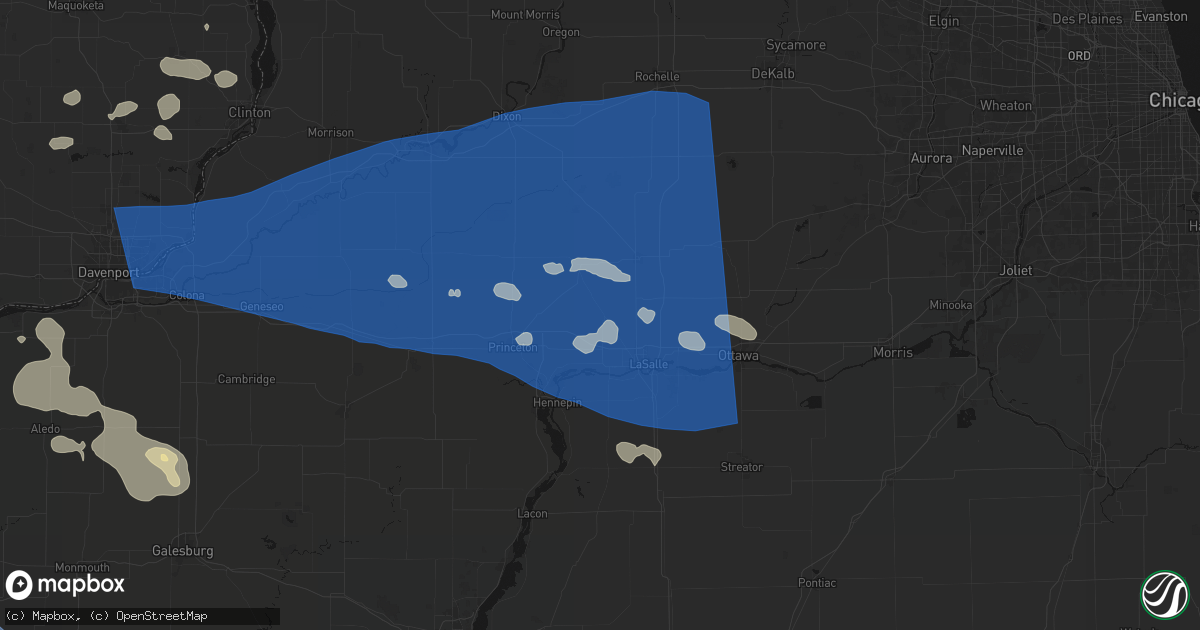Hail map in Arlington, IL on August 12, 2026