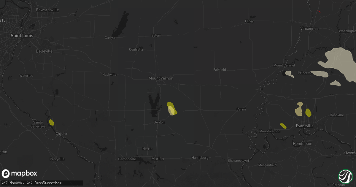 Hail map in Belle Rive, IL on August 12, 2026