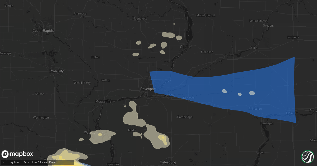 Hail map in Bettendorf, IA on August 12, 2026