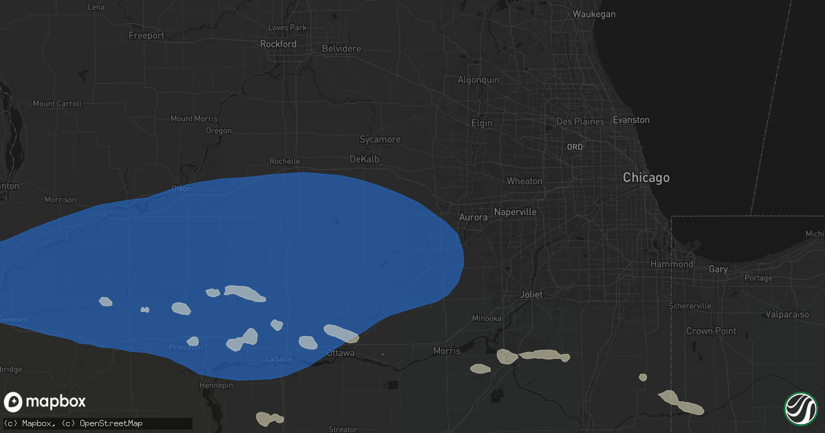 Hail map in Big Rock, IL on August 12, 2026