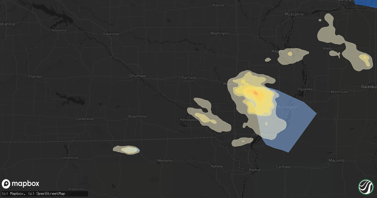 Hail map in Birmingham, IA on August 12, 2026