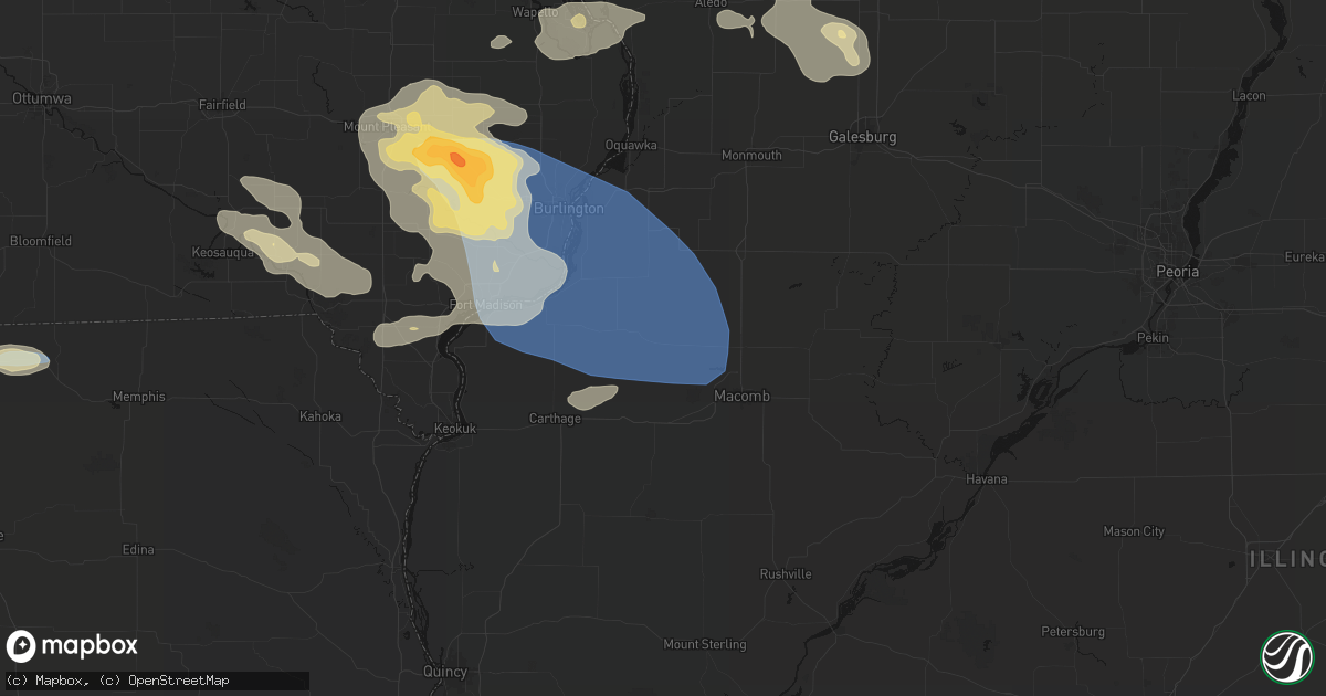 Hail map in Blandinsville, IL on August 12, 2026