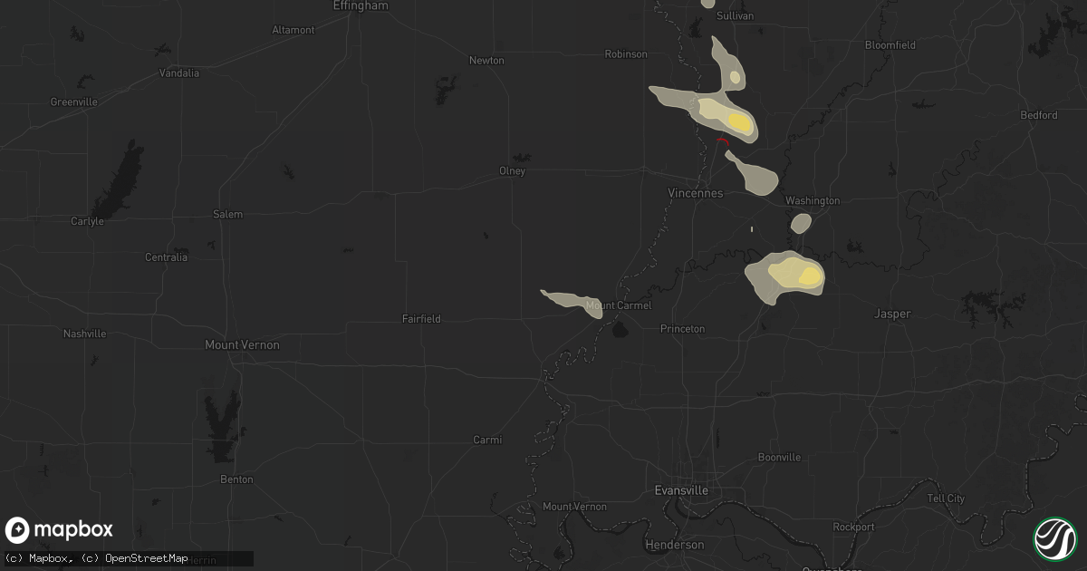 Hail map in Bone Gap, IL on August 12, 2026