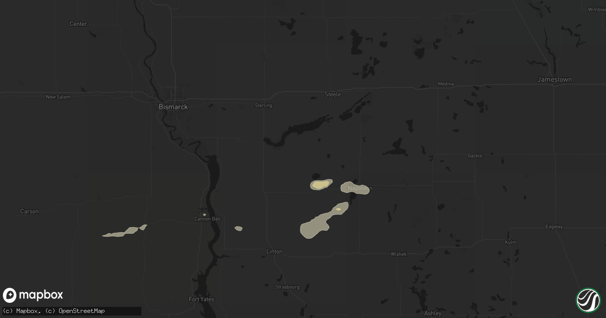 Hail map in Braddock, ND on August 12, 2026