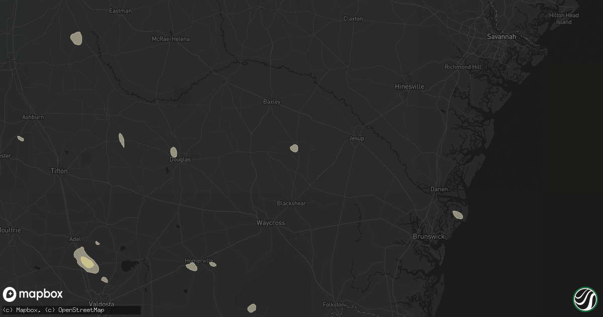 Hail map in Bristol, GA on August 12, 2026