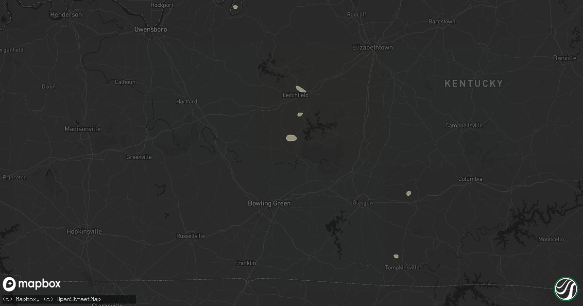 Hail map in Brownsville, KY on August 12, 2026