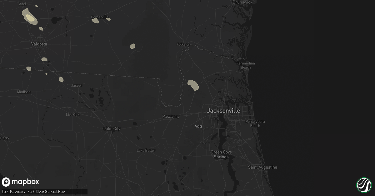 Hail map in Bryceville, FL on August 12, 2026