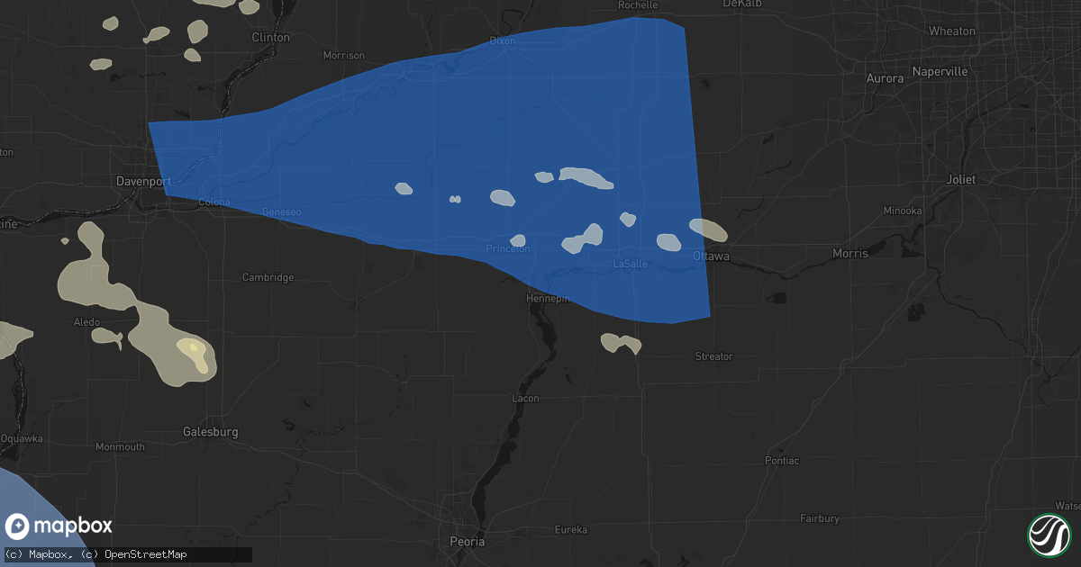 Hail map in Bureau, IL on August 12, 2026