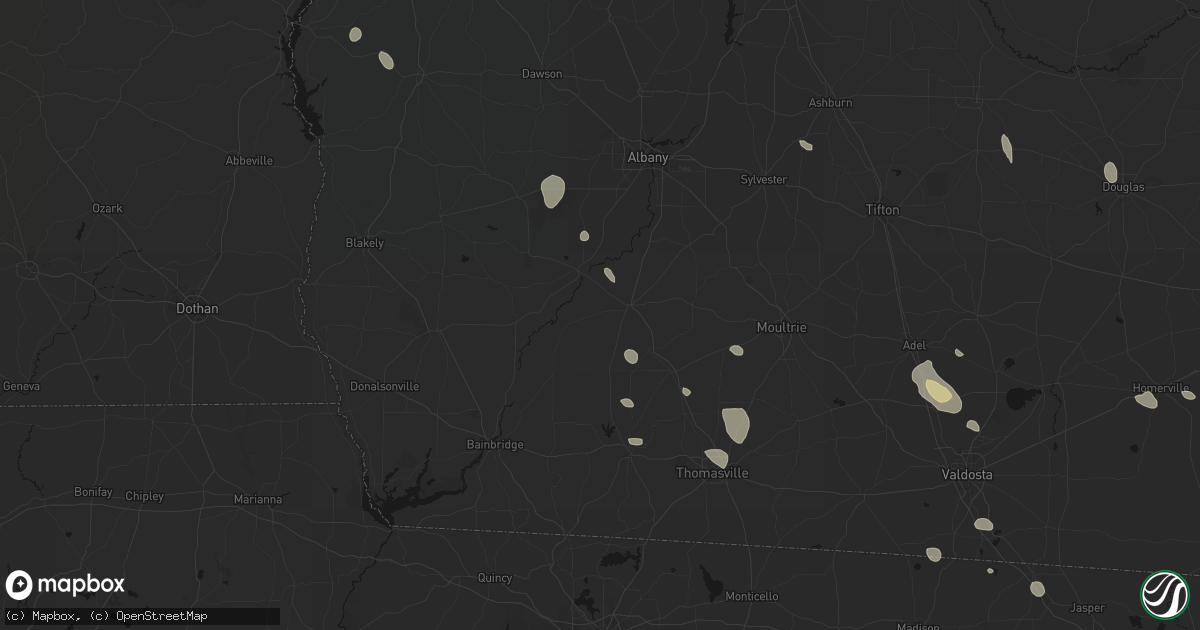Hail map in Camilla, GA on August 12, 2026