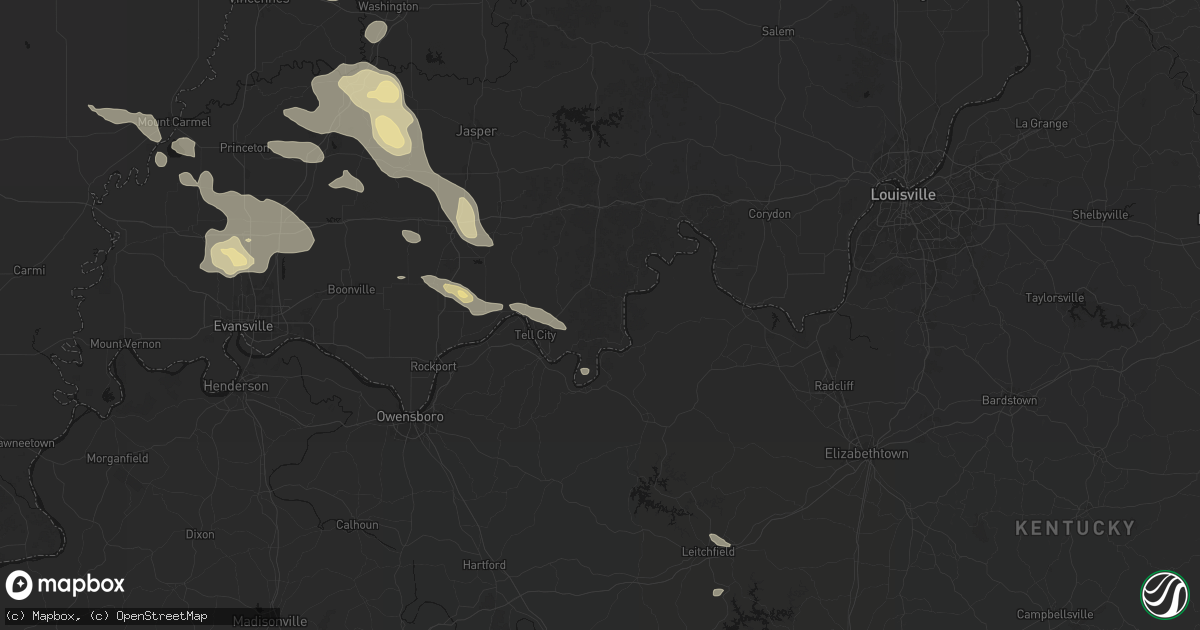 Hail map in Cannelton, IN on August 12, 2026