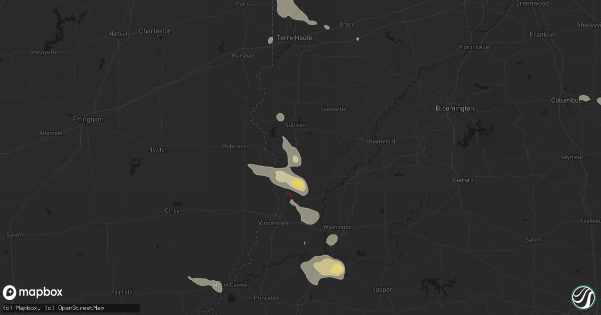 Hail map in Carlisle, IN on August 12, 2026