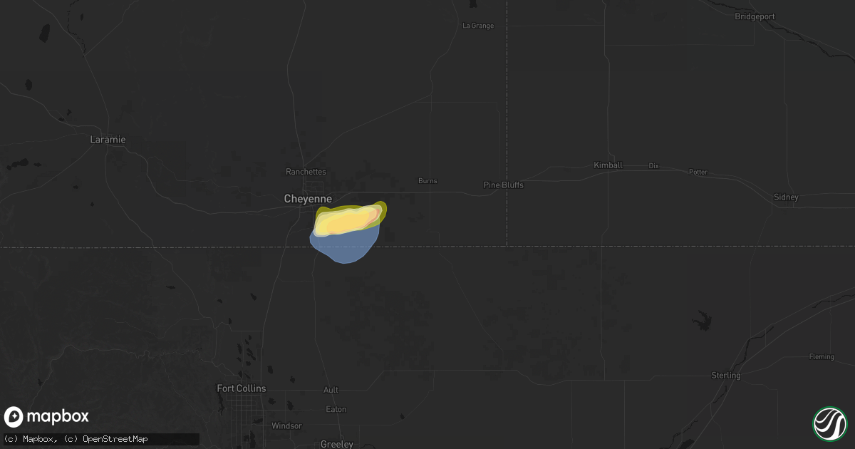 Hail map in Carpenter, WY on August 12, 2026